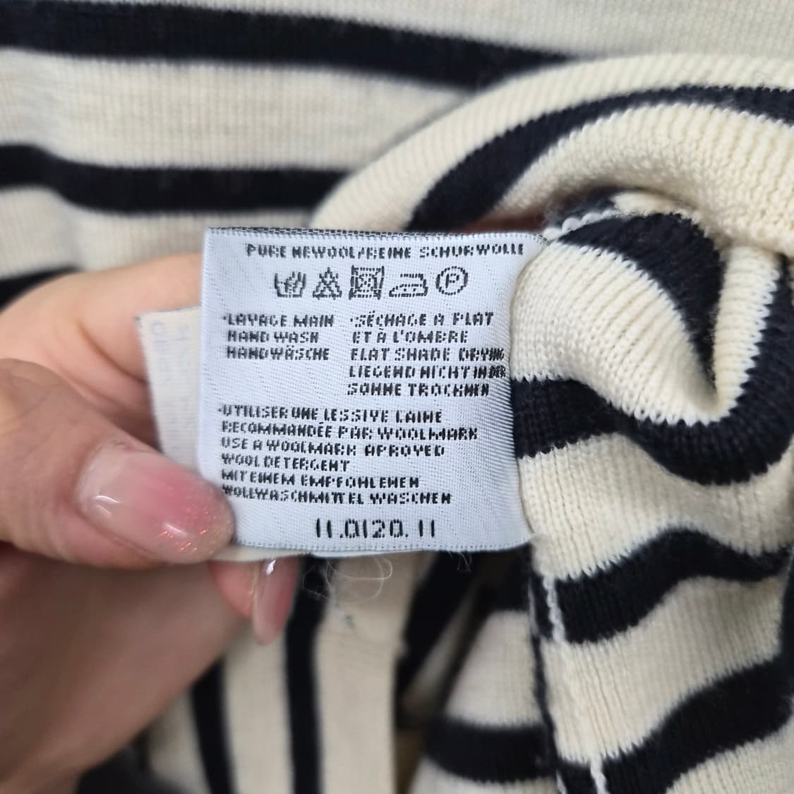 세인트제임스 스트라이프 숄더 버튼 울 니트 여성 M 상품이미지5