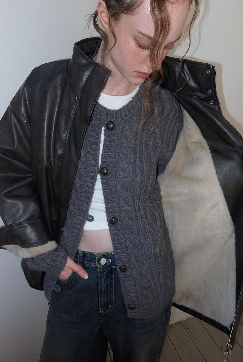 에트몽 레더퍼코트 블랙 상품이미지1