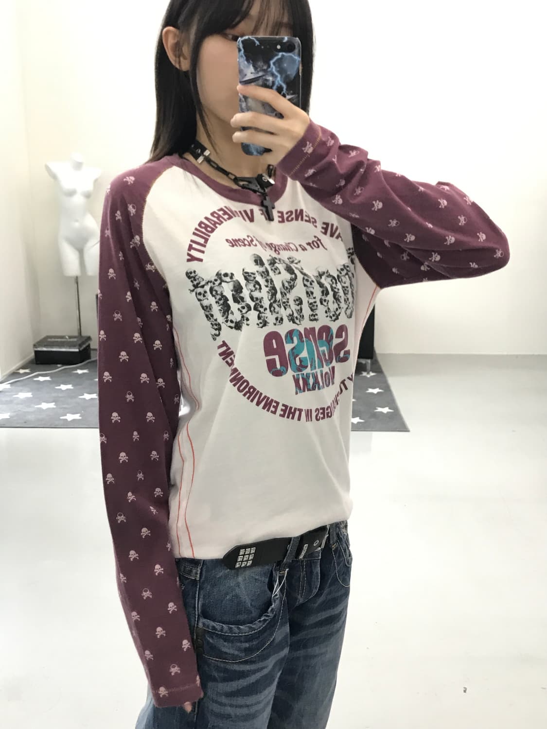Jpn Kitsch Skull Long Sleeve 상품이미지2