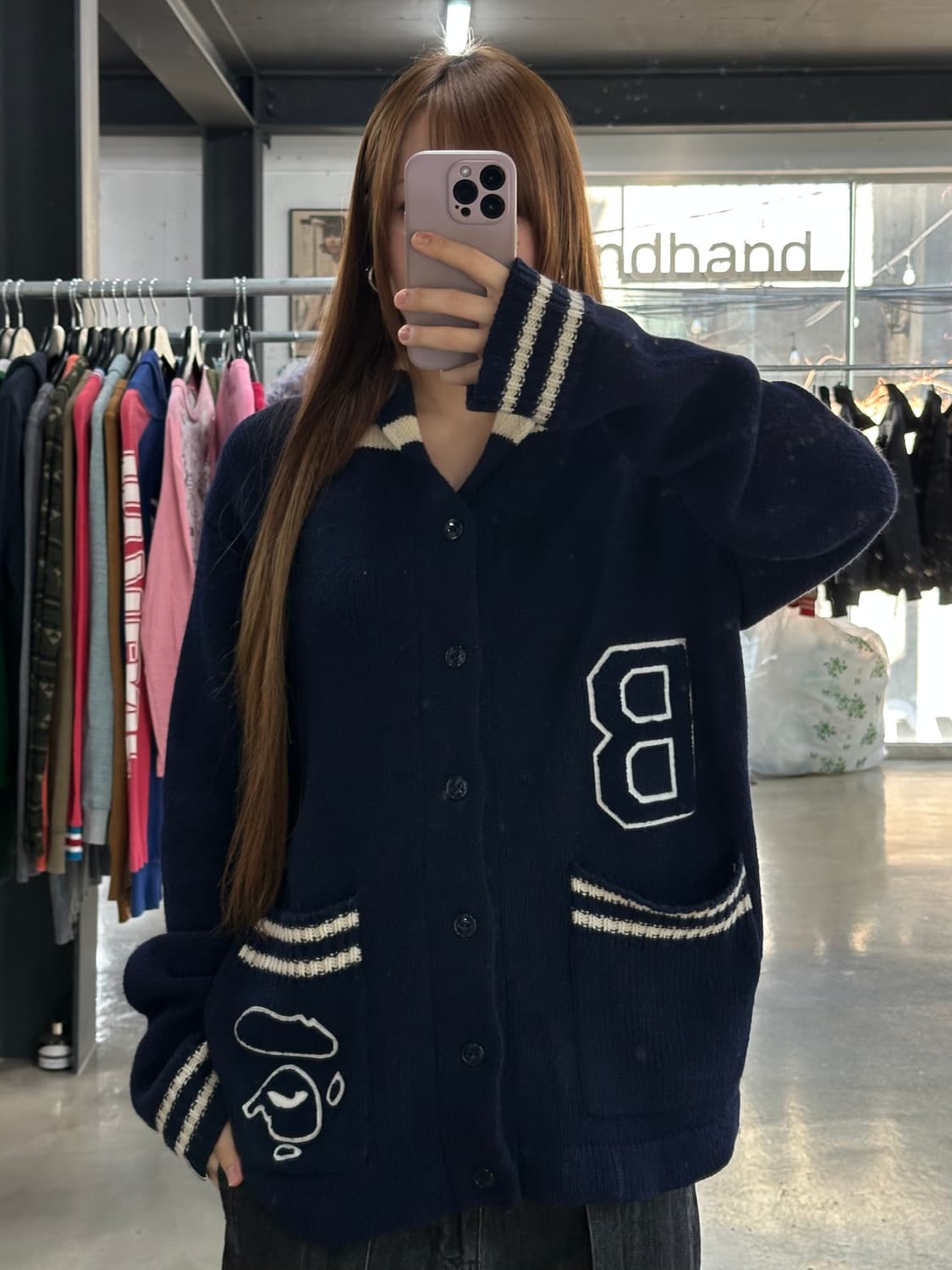 베이프 Gorilla Wool 사루자수 패치울니트가디건 상품이미지1