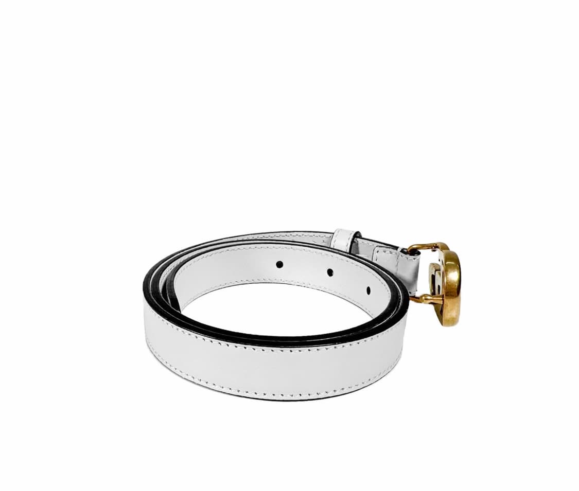 [65/26] 구찌 여성 마몬트 더블 GG 로고 버클 씬벨트 화이트 골드 상품이미지4