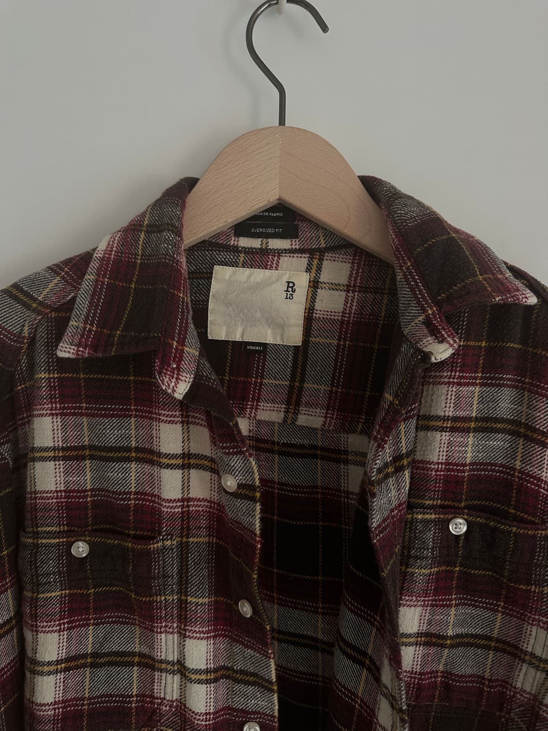 R13 오버사이즈 체크 셔츠 XS 상품이미지2