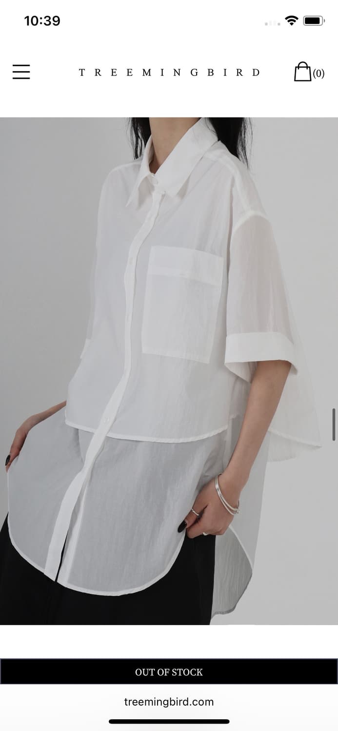 새상품)트리밍버드 레이어드 하프 셔츠 화이트 상품이미지4