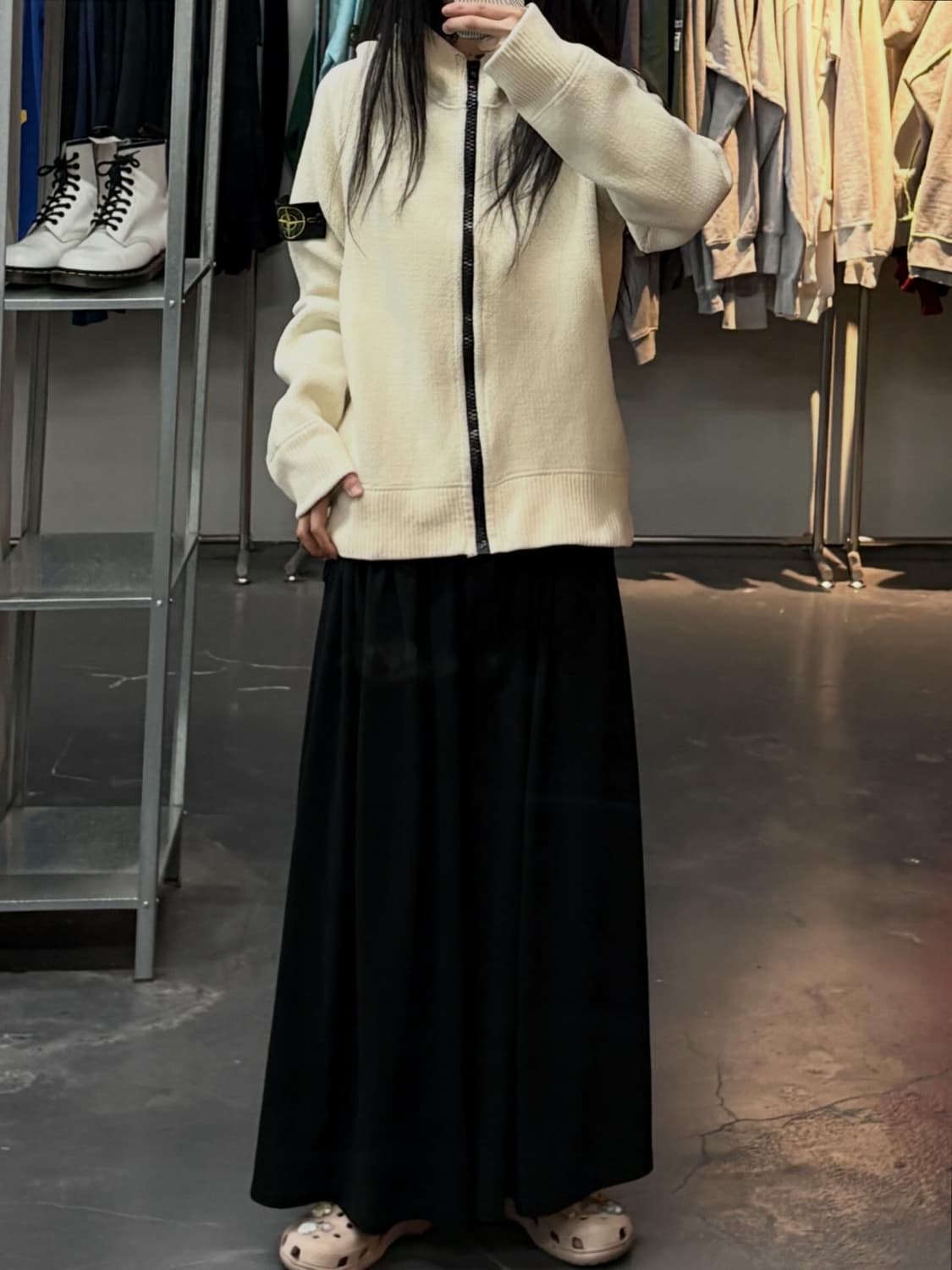 스톤아일랜드 아이보리 니트집업 후드자켓 A3814 상품이미지1