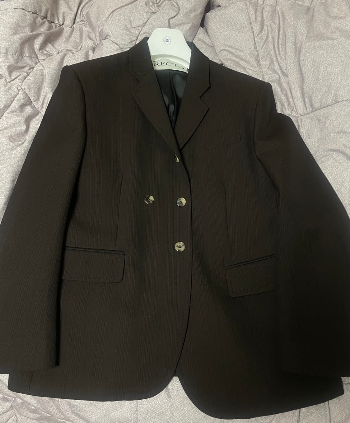 렉토23fw 빈티지스트라이프 버진울 자켓 브라운 상품이미지1