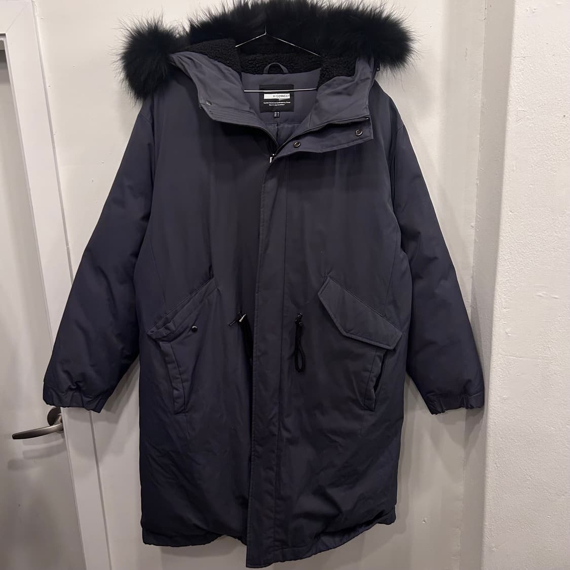 H.CONNECT 덕다운 헤어후드 롱 야상 패딩 상품이미지2