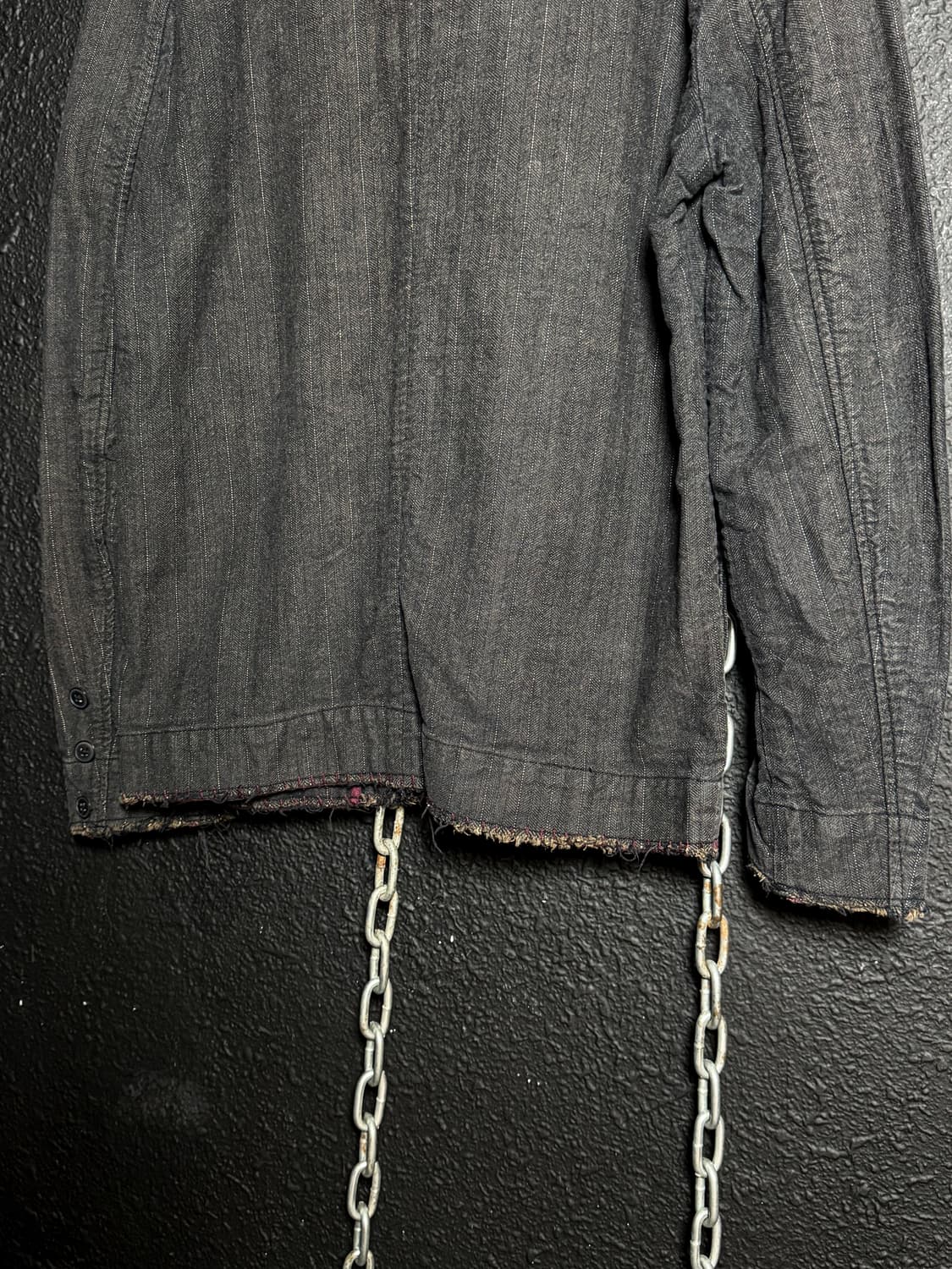 Gray denim pinstripe cut-off jacket  상품이미지7