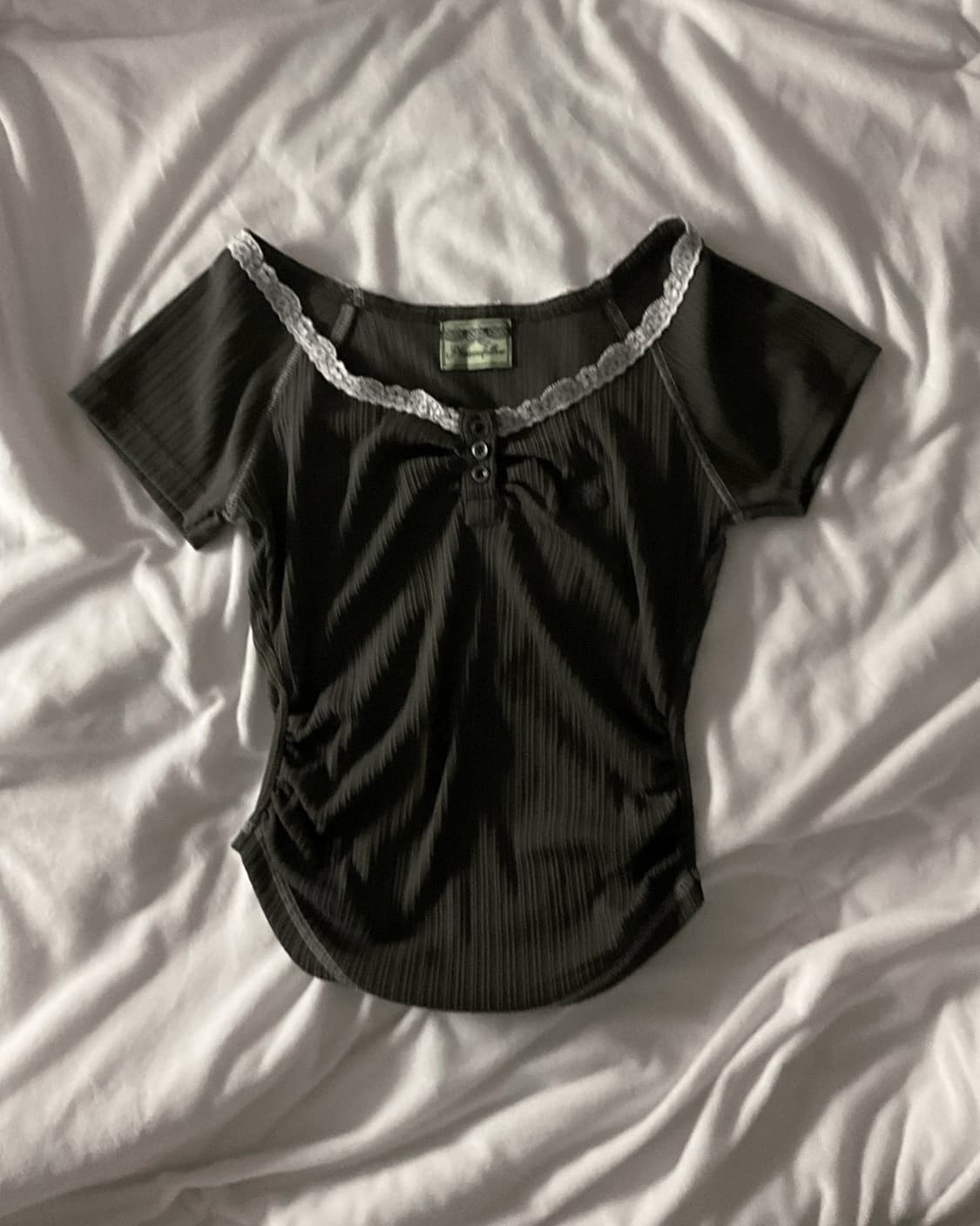 플리즈노팔로우 다나 버튼 레이스 쇼트 탑 공겜여주다크코어갸루노에미리즈리사 상품이미지1