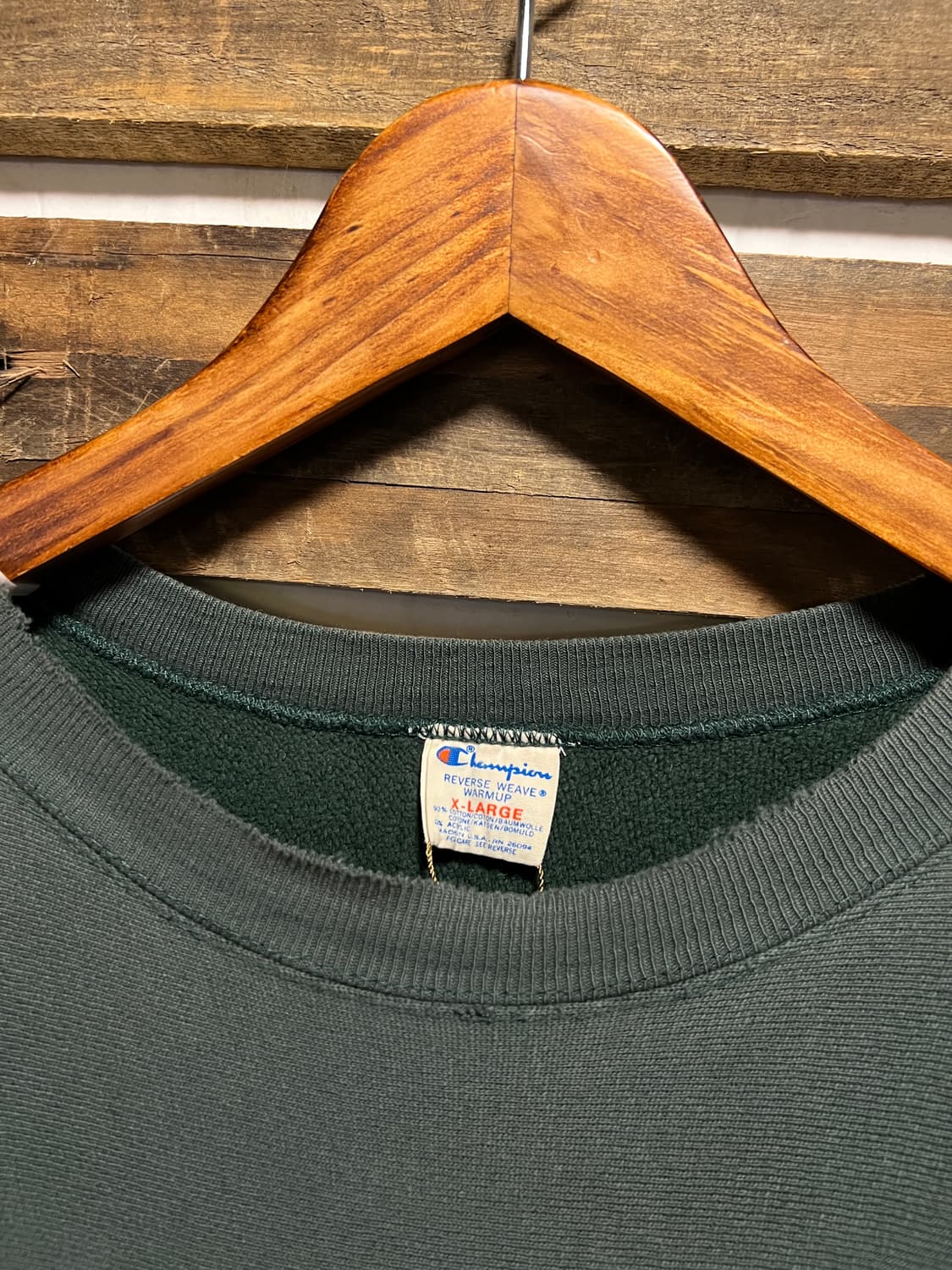 [XL]90's 챔피온 리버스위브 USA Made 빈티지 그린 스웻셔츠 상품이미지2