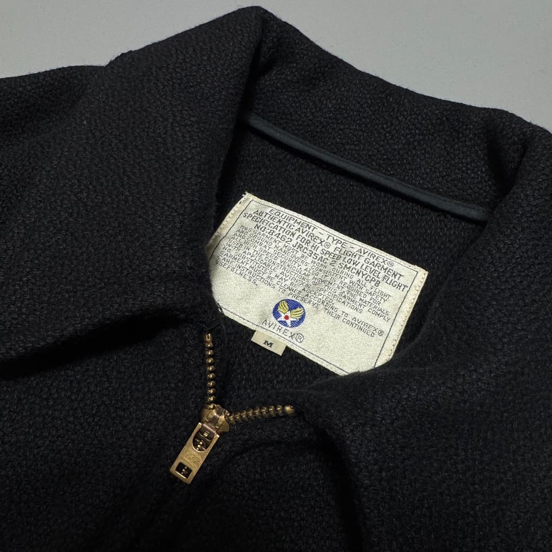 아비렉스(AVIREX) 블랙 포레스트 서비스 패치로고 울 블루종 자켓 M 상품이미지3