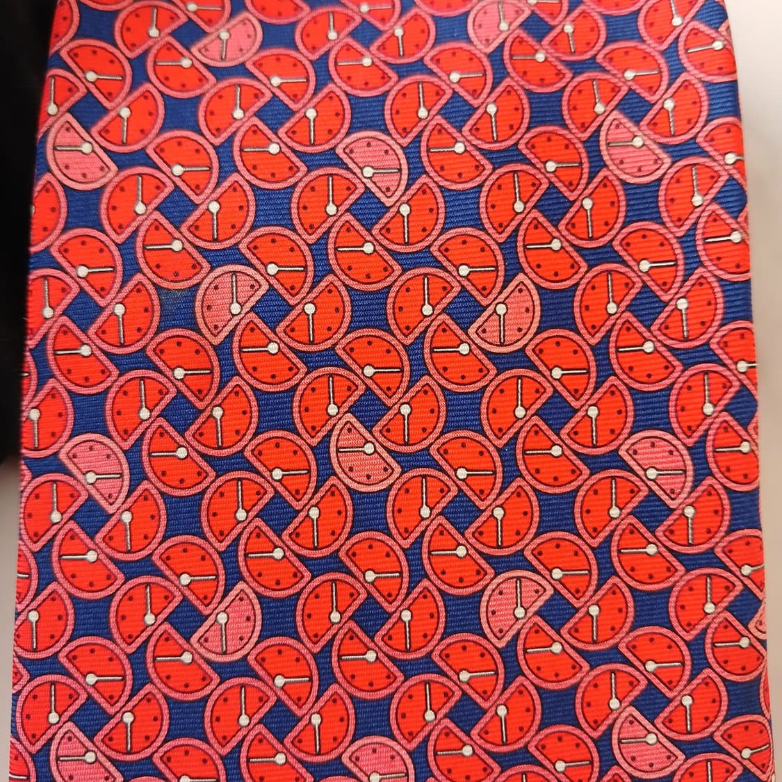 던힐 실크 레드&네이비 과일 시계 넥타이 9.6cm A+등급 A19034 상품이미지6