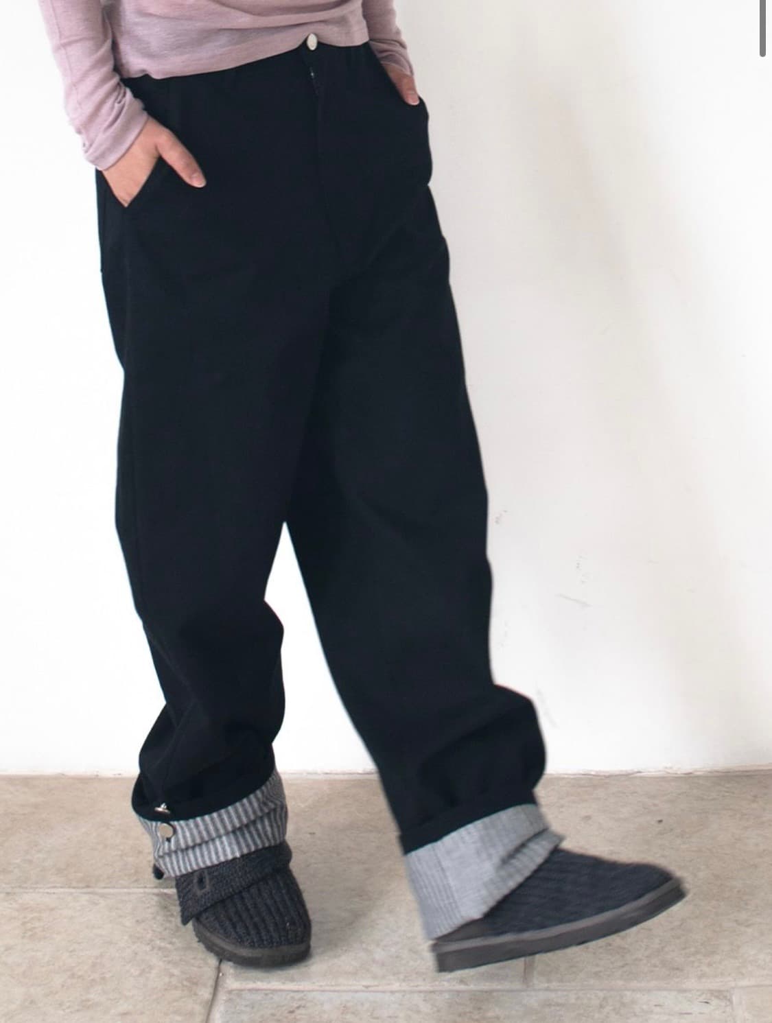 온스카 와이드 코튼 팬츠 (블랙) 상품이미지1