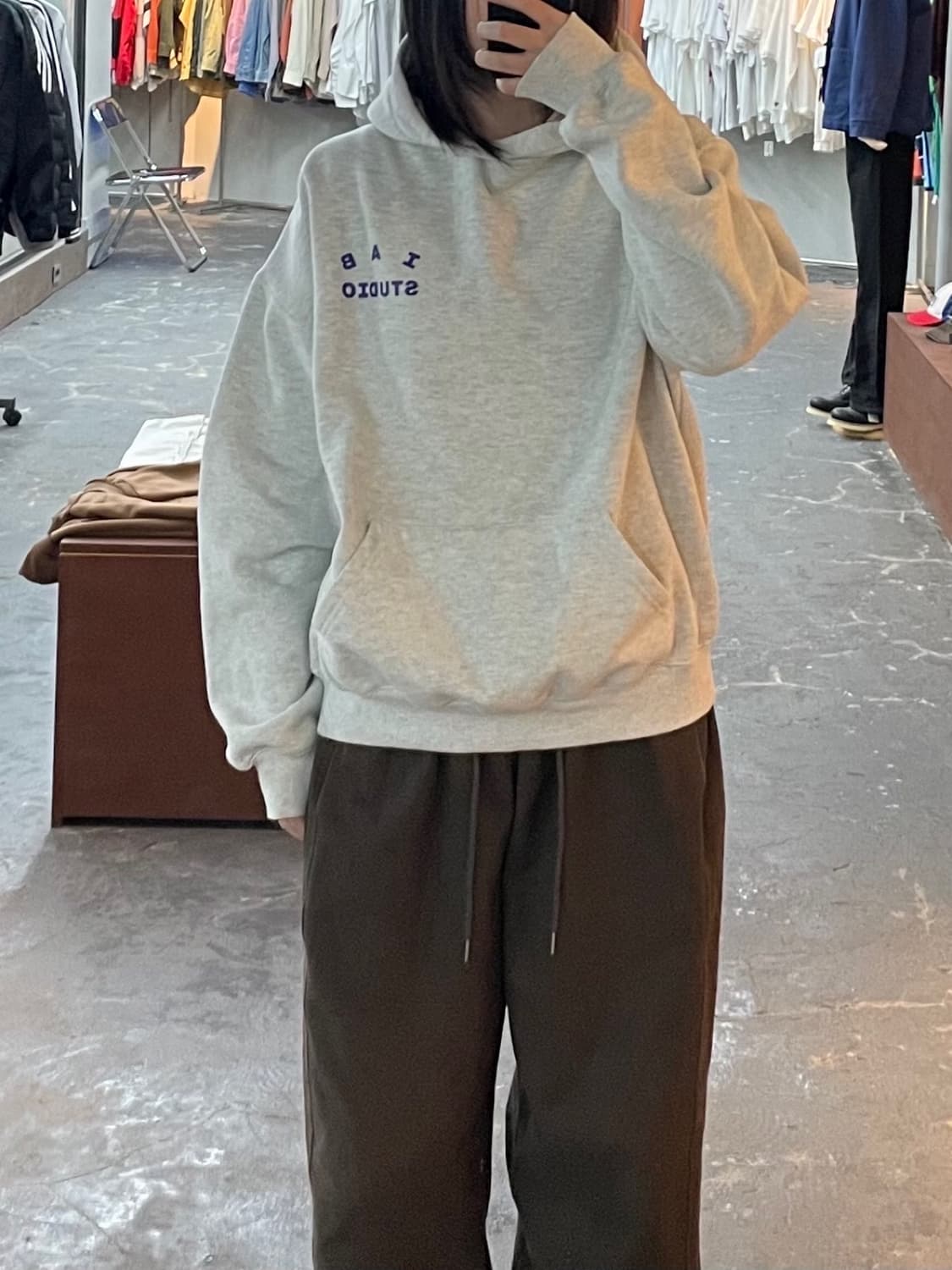 아이앱 스튜디오 라이트 그레이 후드티 H1347 상품이미지1