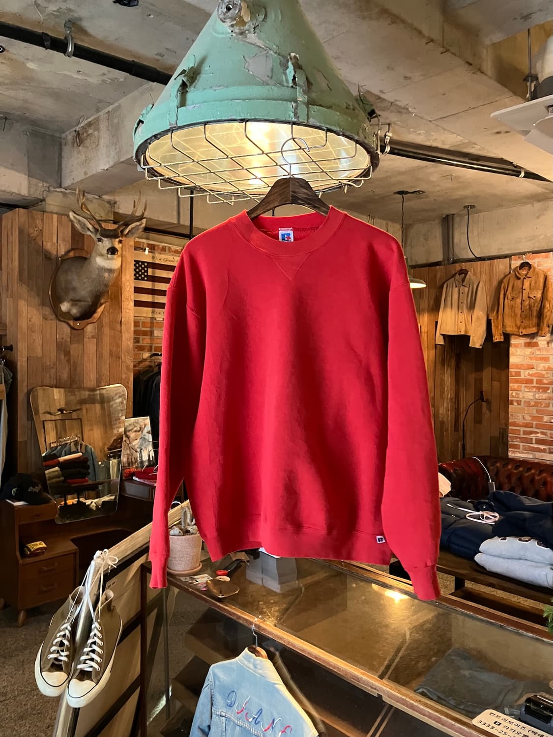 80s USA 빈티지 러셀 플레인 스웻 셔츠 맨투 상품이미지1