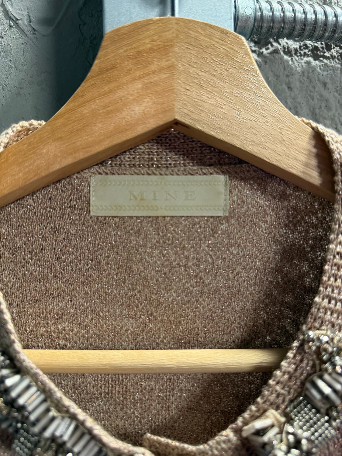 마인 MINE 비즈 넥 디테일 니트 가디건 브라운 F 상품이미지5