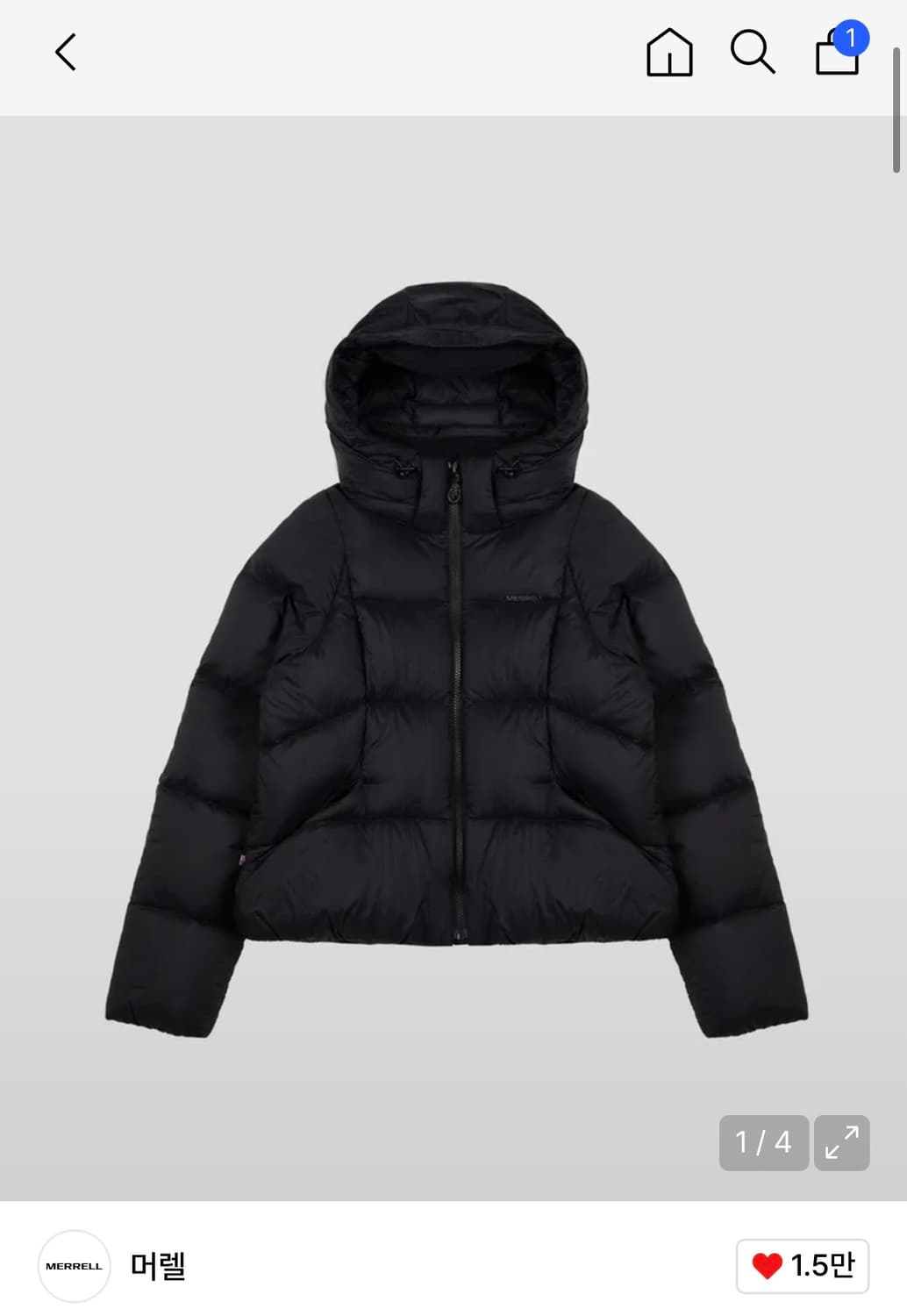 무신사 머렐 헤비 구스 다운 크롭 패딩 블랙 90 S 상품이미지1