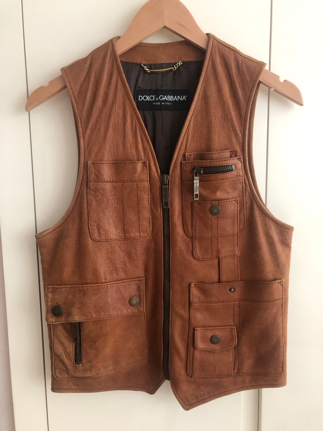 돌체앤가바나 빈티지 멀티포켓 양가죽 베스트 자켓 상품이미지1