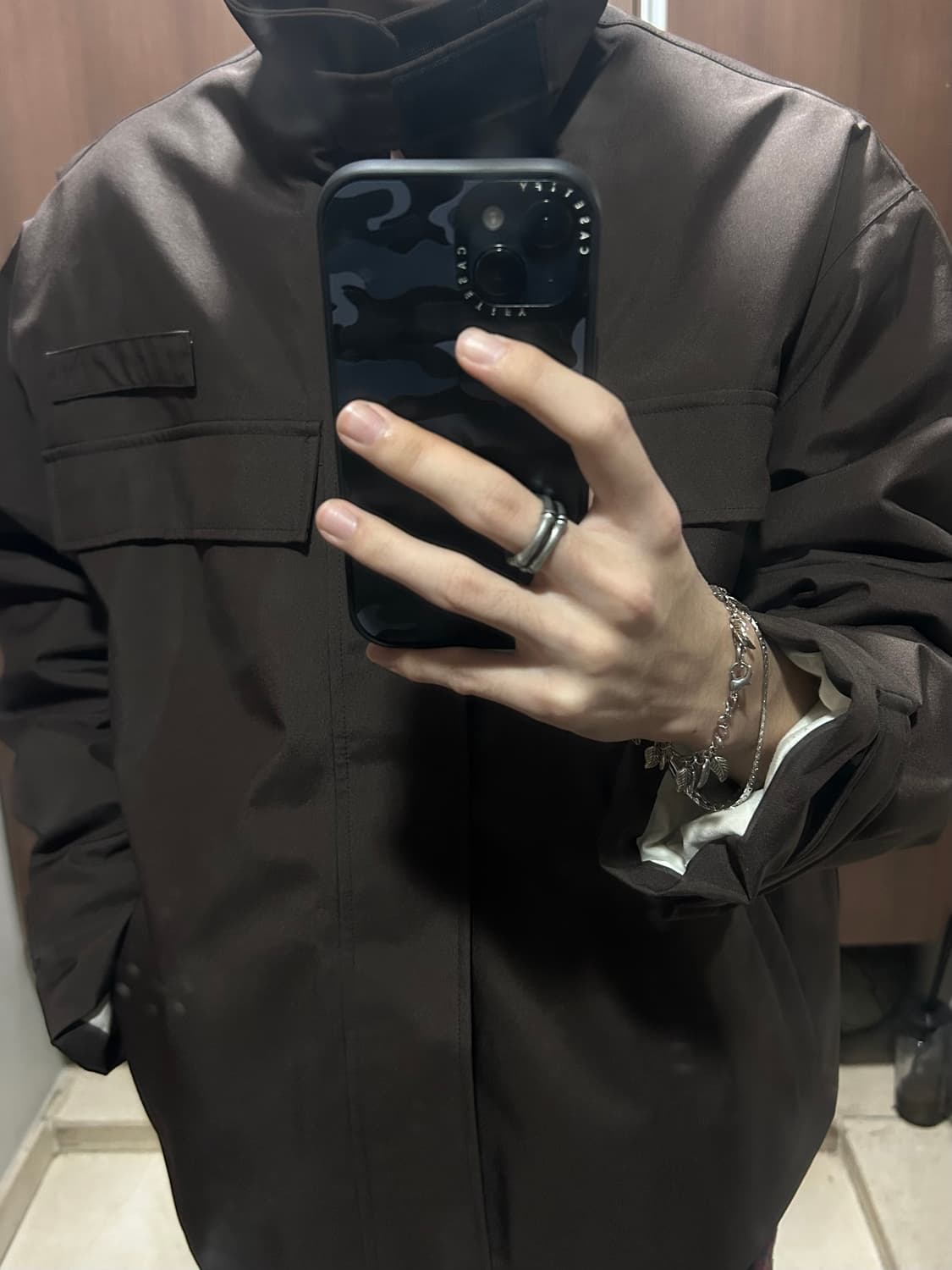 gr10k flame split 패디드 자켓 브라운 상품이미지4