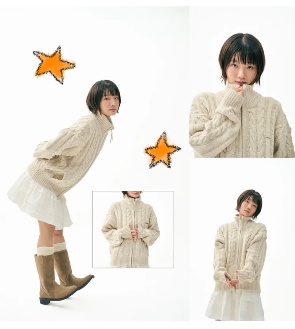 에프디알 Heavy Cable Zip-Up Knit Cardigan 상품이미지3