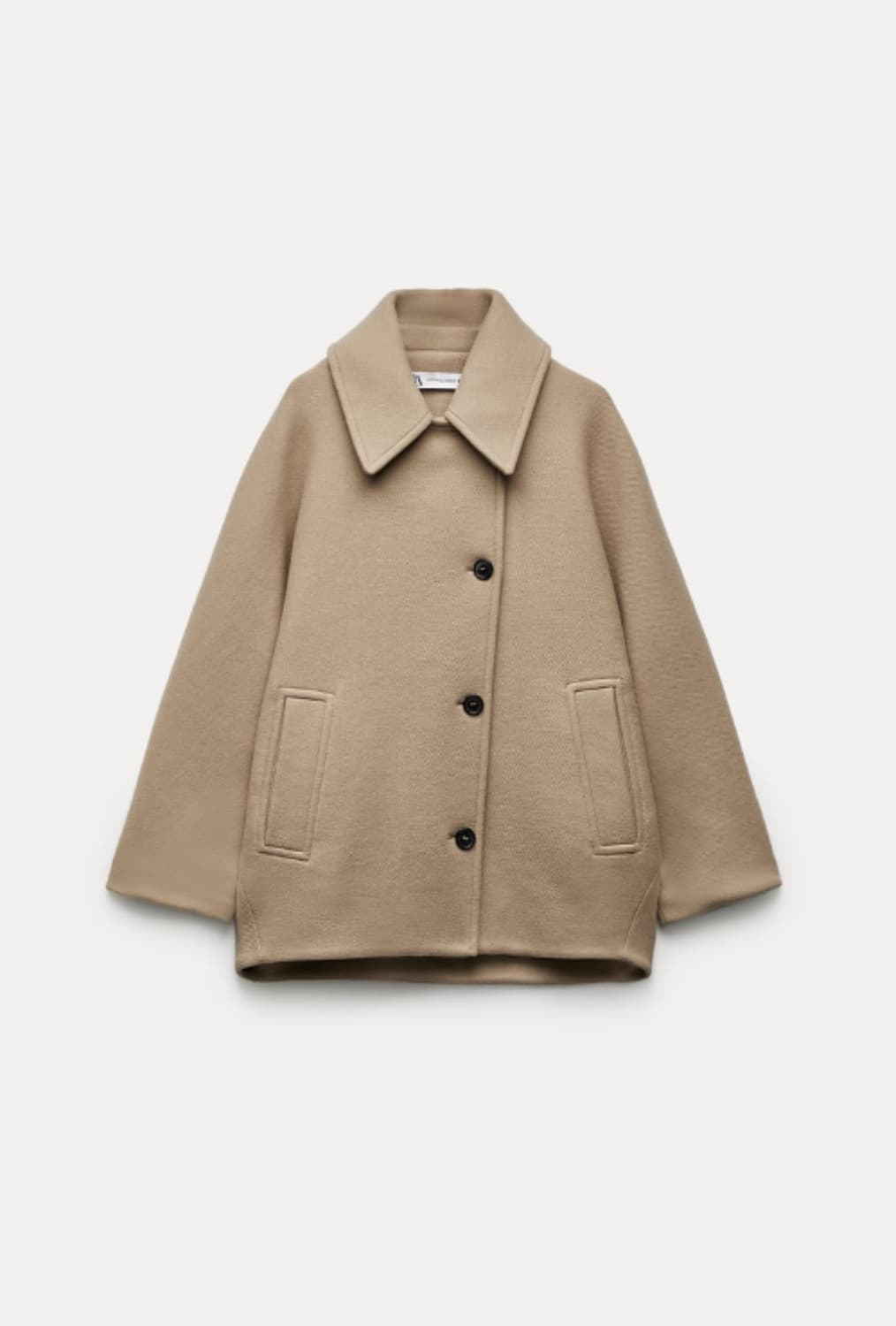 자라 zw컬렉션 울 혼방 케이프코트 블랙 상품이미지3