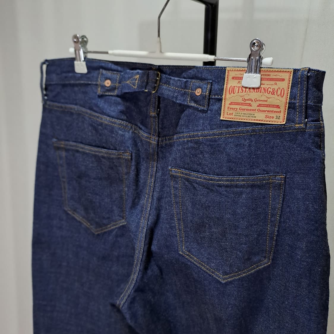 (택포) 아웃스탠딩 30S CINCH 백 셀비지 와이드팬츠 32 B234 상품이미지5