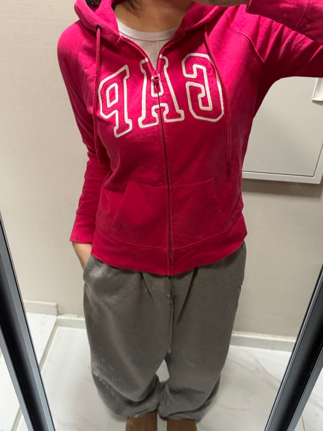 갭 핑크 후드집업 m 상품이미지1