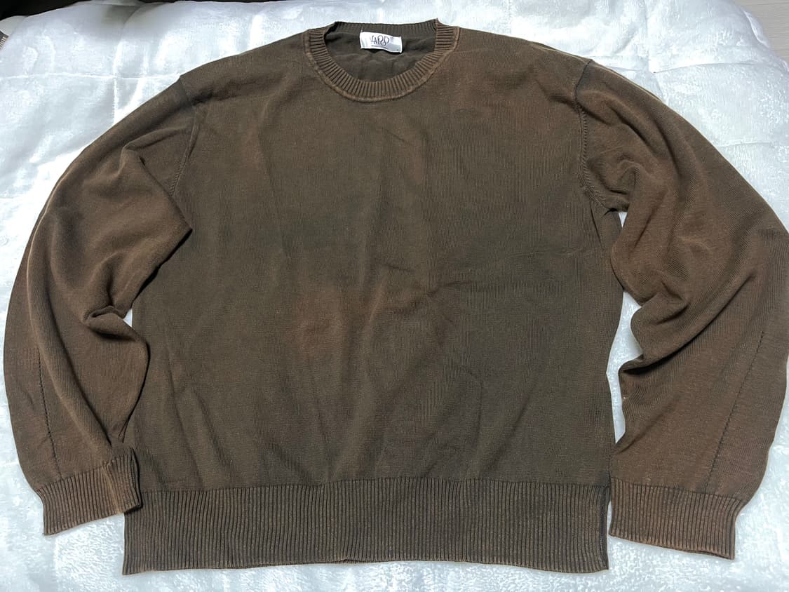 엘무드 스톤 워시드 코튼 풀오버 니트 머드 48 상품이미지1