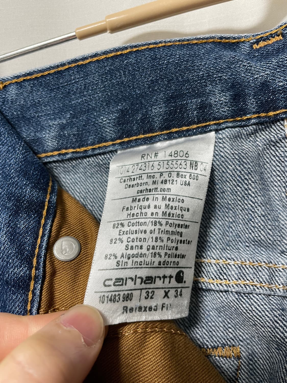 칼하트 릴렉스핏 멕시코산 데님팬츠 청바지 32 _ 중청 상품이미지10