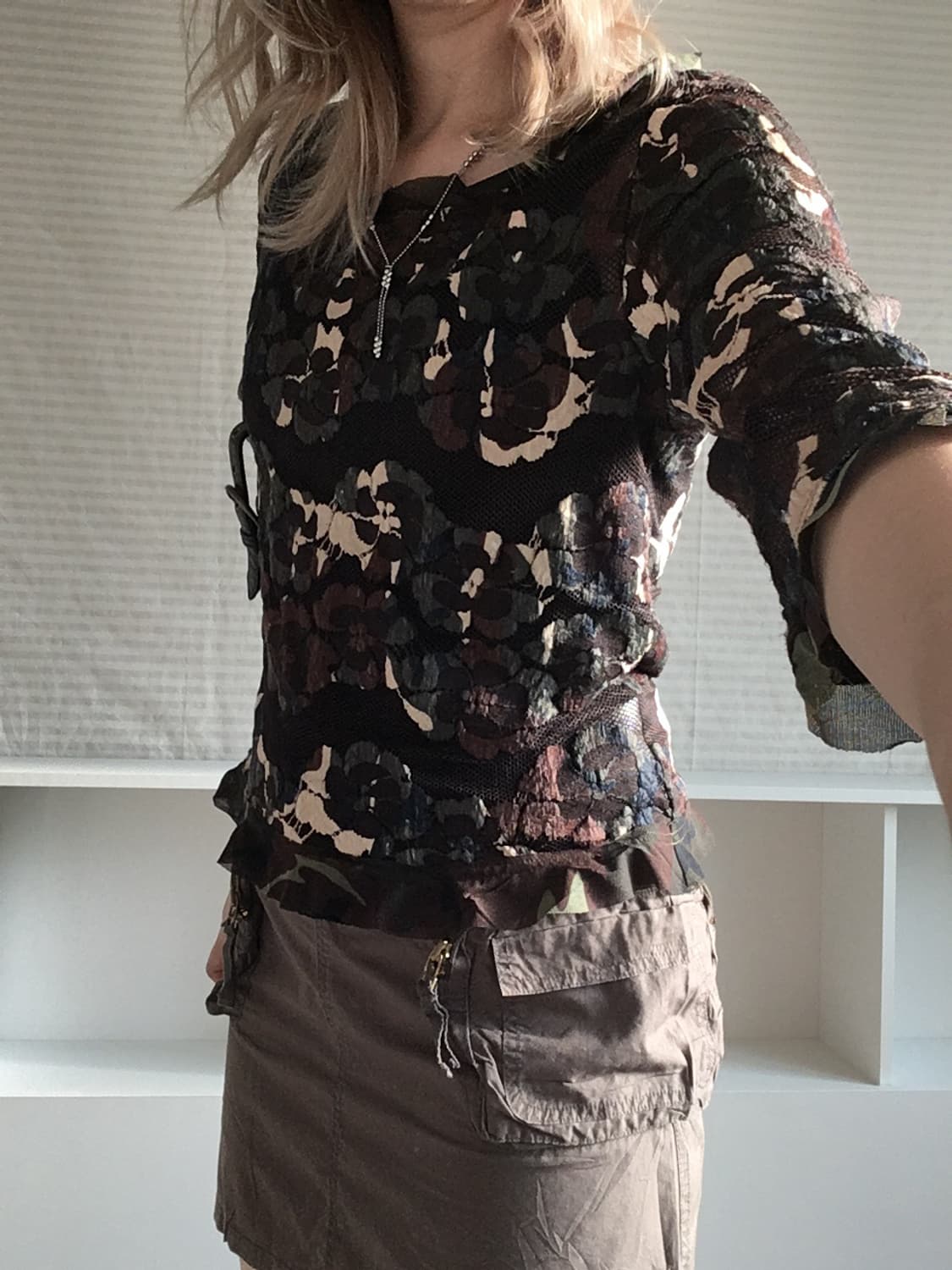 jpn vintage camo flower frill blouse 상품이미지2