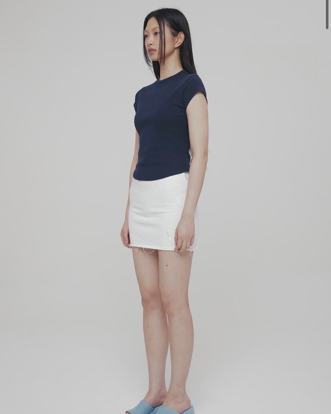 큐리티 반팔 티셔츠 C 90S LINE BASIC T-SHIRT_NAVY 상품이미지2