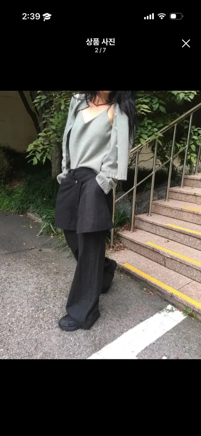 나달마켓 Gree pantskirt 치마바지 흑청 상품이미지2