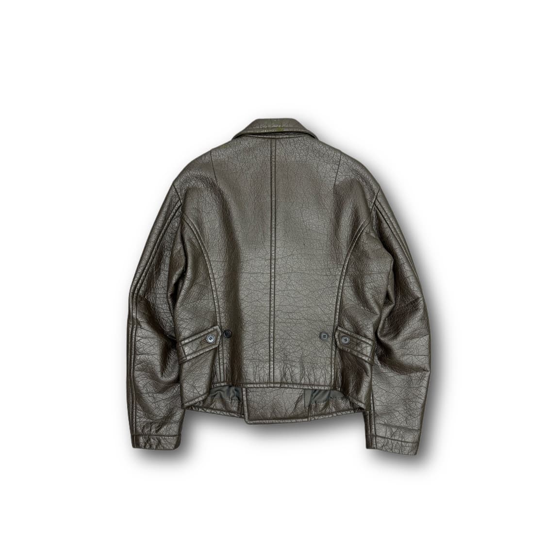 90s) Men eco leather pea coat 상품이미지2