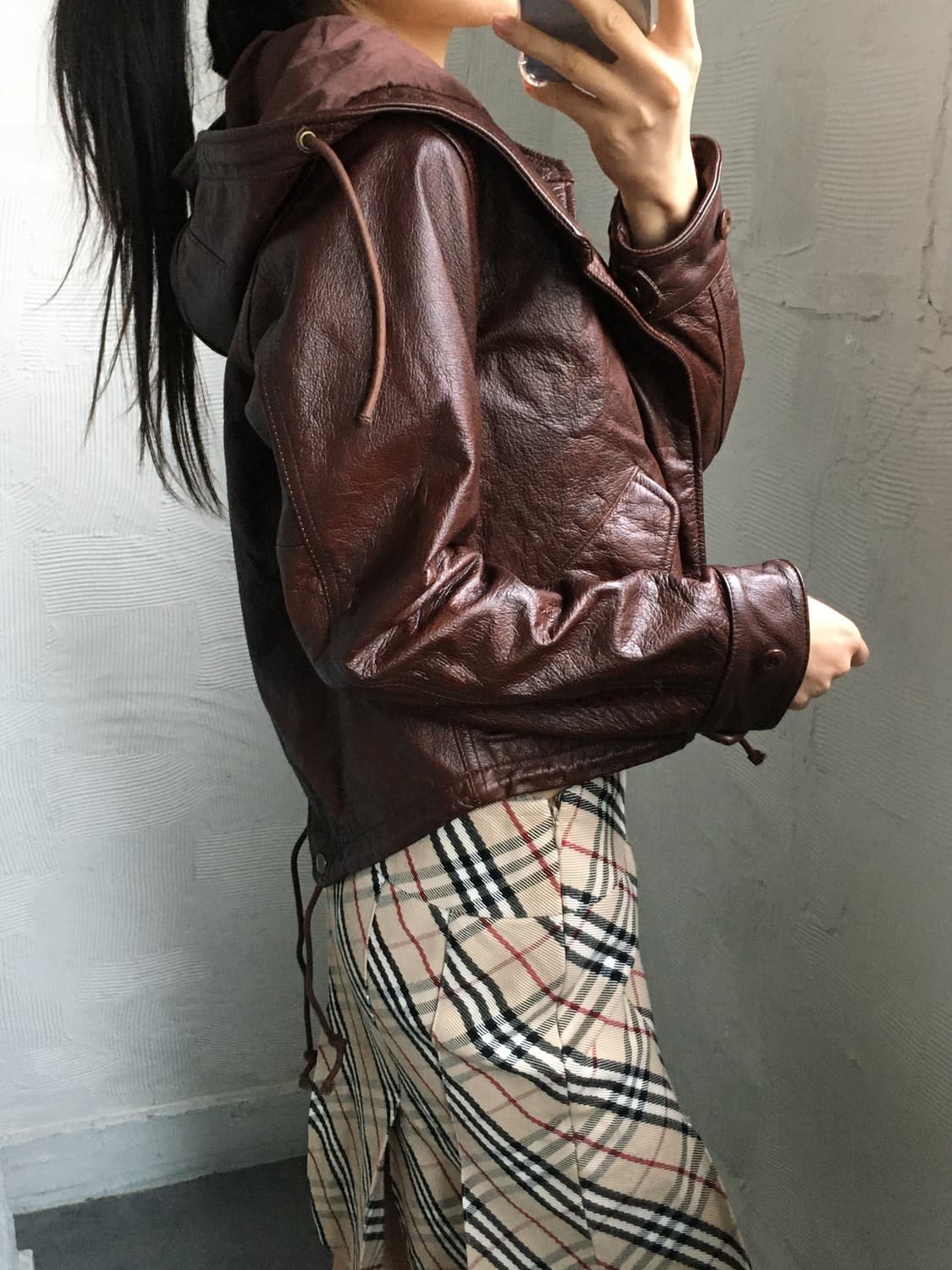 Beams boy 빔즈보이 레드브라운 후디드 소가죽 레더자켓  상품이미지2