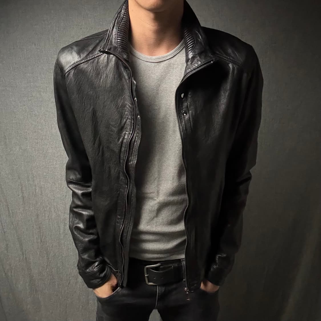 high neck ltaly lamb skin jacket 상품이미지2