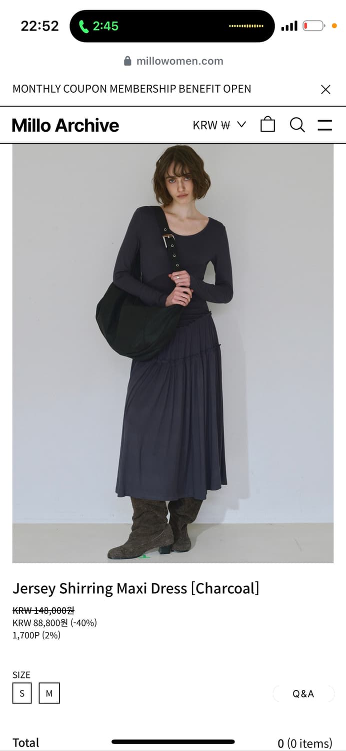 밀로우먼 셔링 드레스 차콜 S 상품이미지1