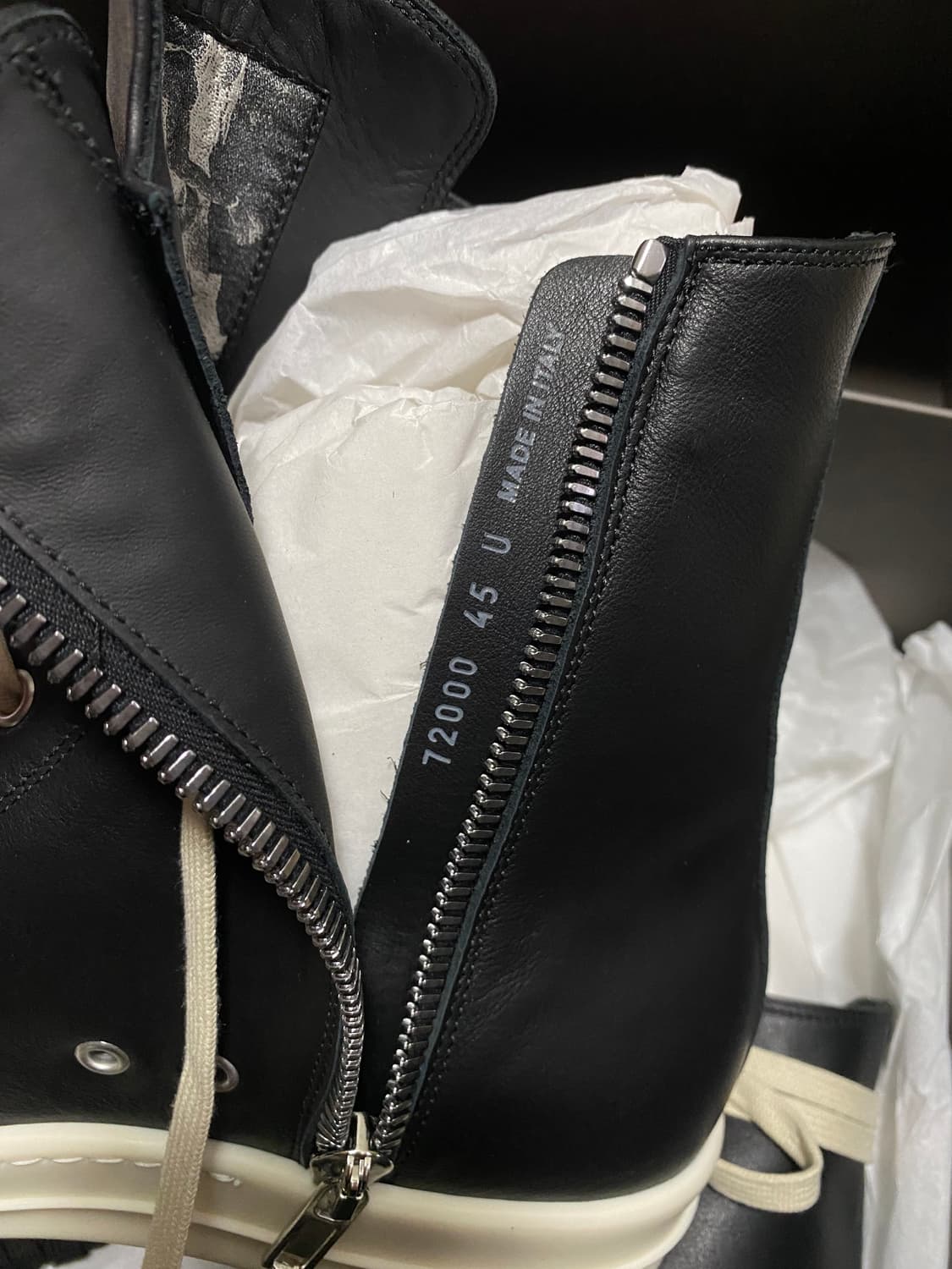 [45] 릭오웬스 라몬즈 하이탑 스니커즈 블랙밀크 상품이미지4