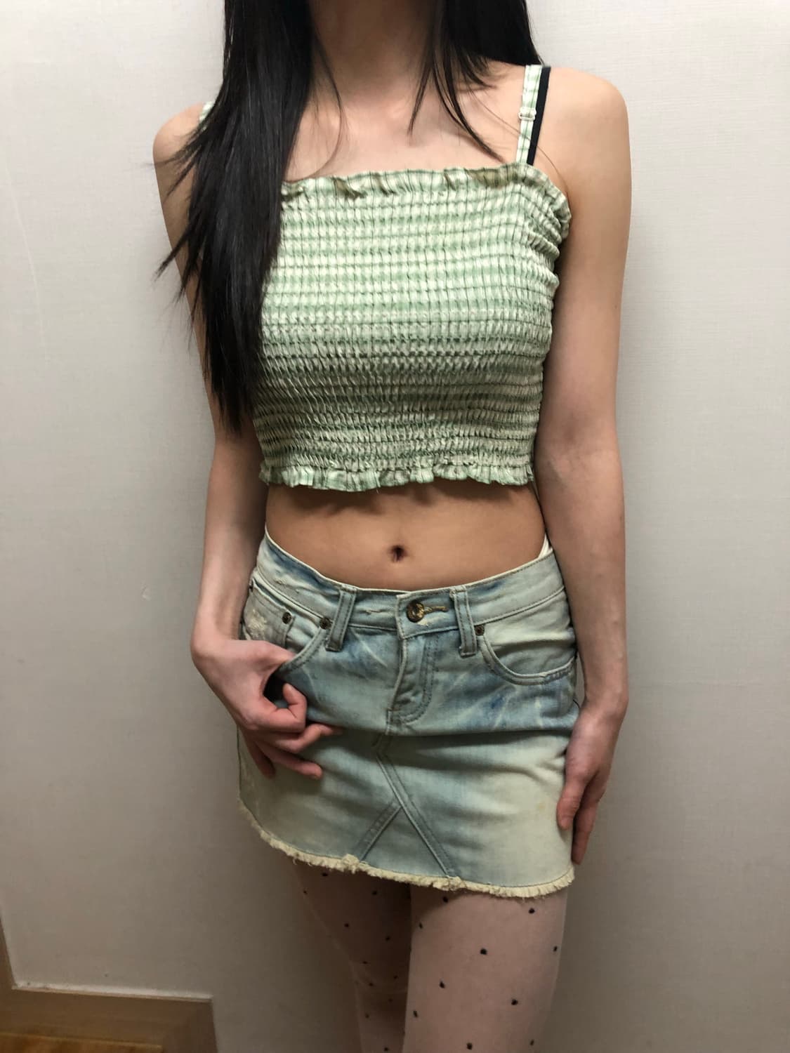 빈티지 데님 레터링 미니 스커트 상품이미지7