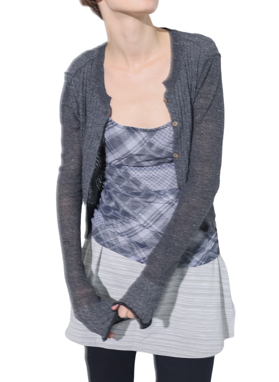 [F]퍼버즈 26ss Silk Thin 케이블 가디건/그레이 상품이미지1