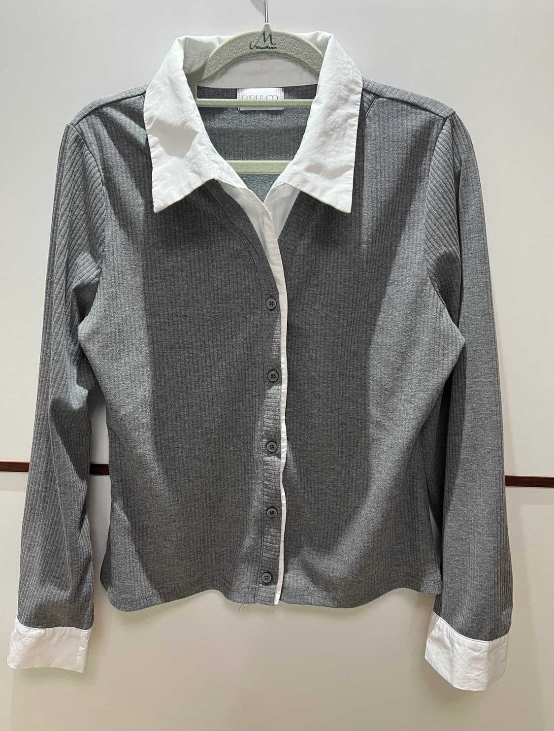 리리앤코 골지 레이어드 카라 셔츠 가디건 상품이미지4