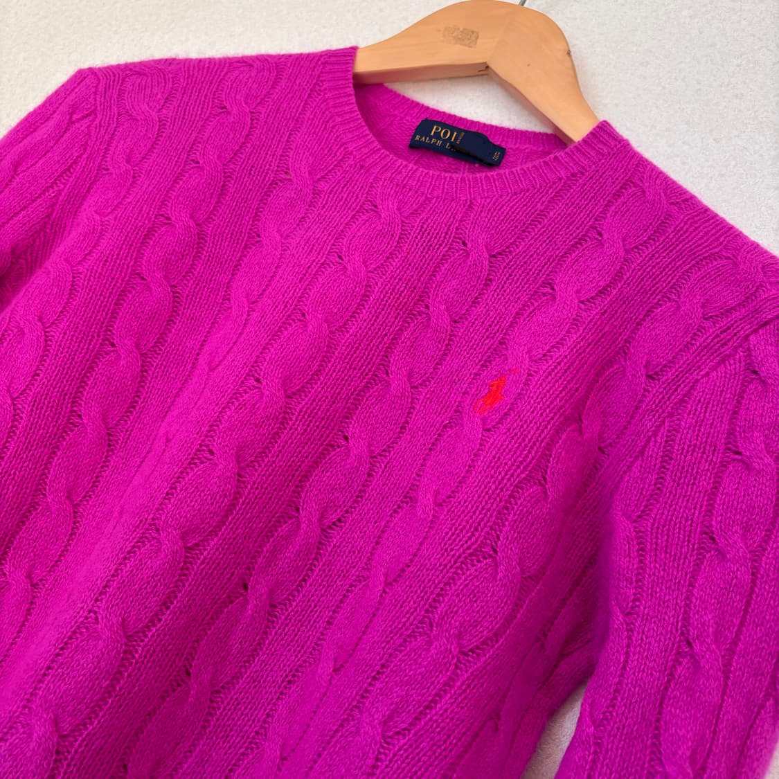 폴로 캐시미어 메리노울 니트 S 핑크 케이블 랄프로렌 초경량 상품이미지5