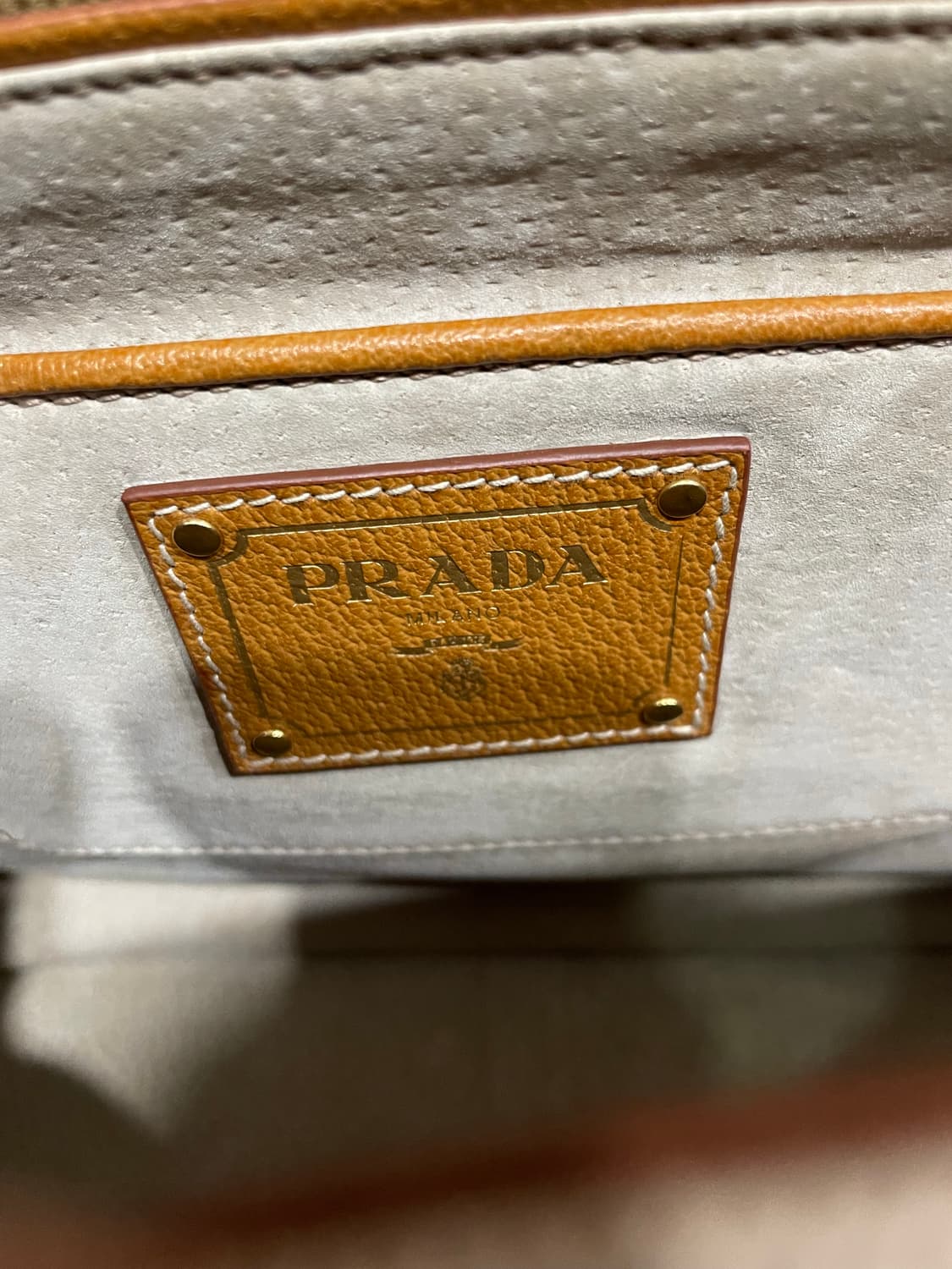 프라다 가죽 캔버스 토트백 베이지/브라운 정품 상품이미지9