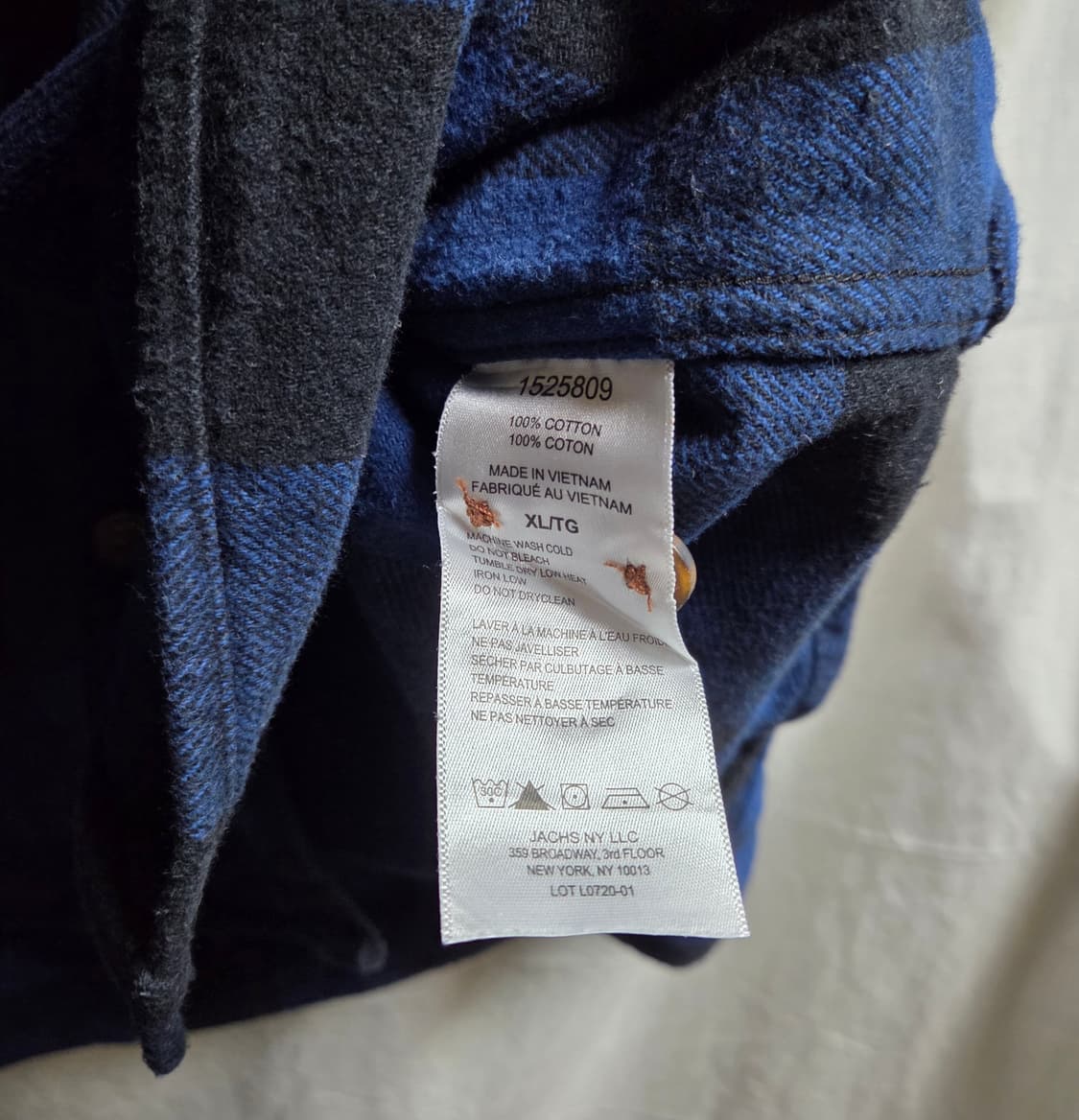 JACHS 코튼 체크 셔츠 남방 블루 블랙 XL 상품이미지7