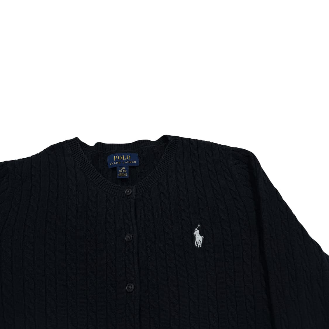폴로랄프로렌 걸즈 꽈배기 케이블 니트가디건 블랙 L 상품이미지2