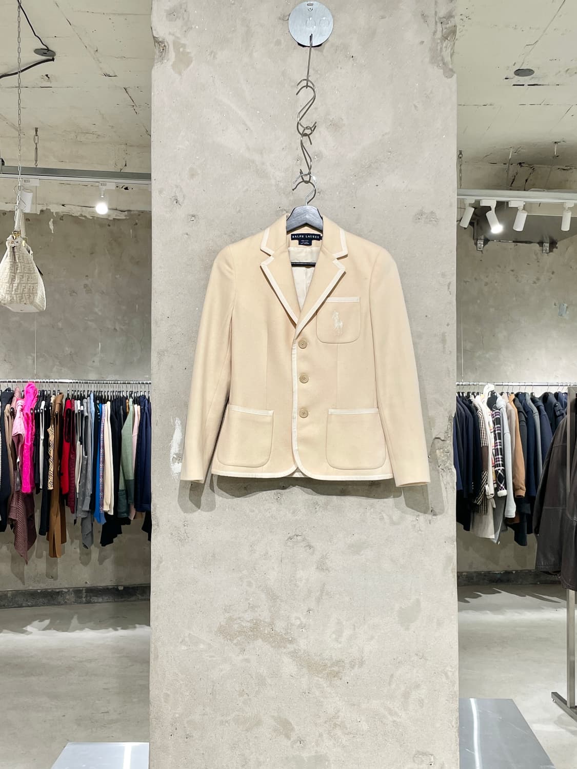 랄프 로렌 베이지 빅 포니 파이핑 울 캐시미어 자켓 상품이미지1