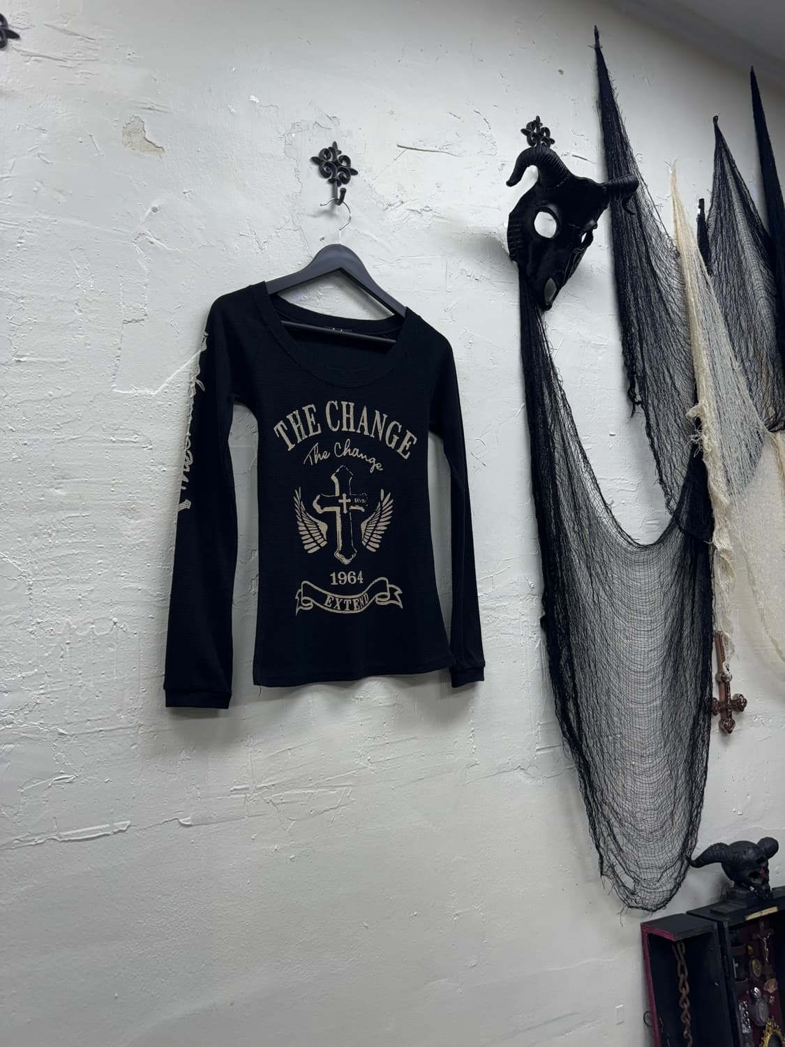 La 00s lettering cross ribbed cut sew 상품이미지1