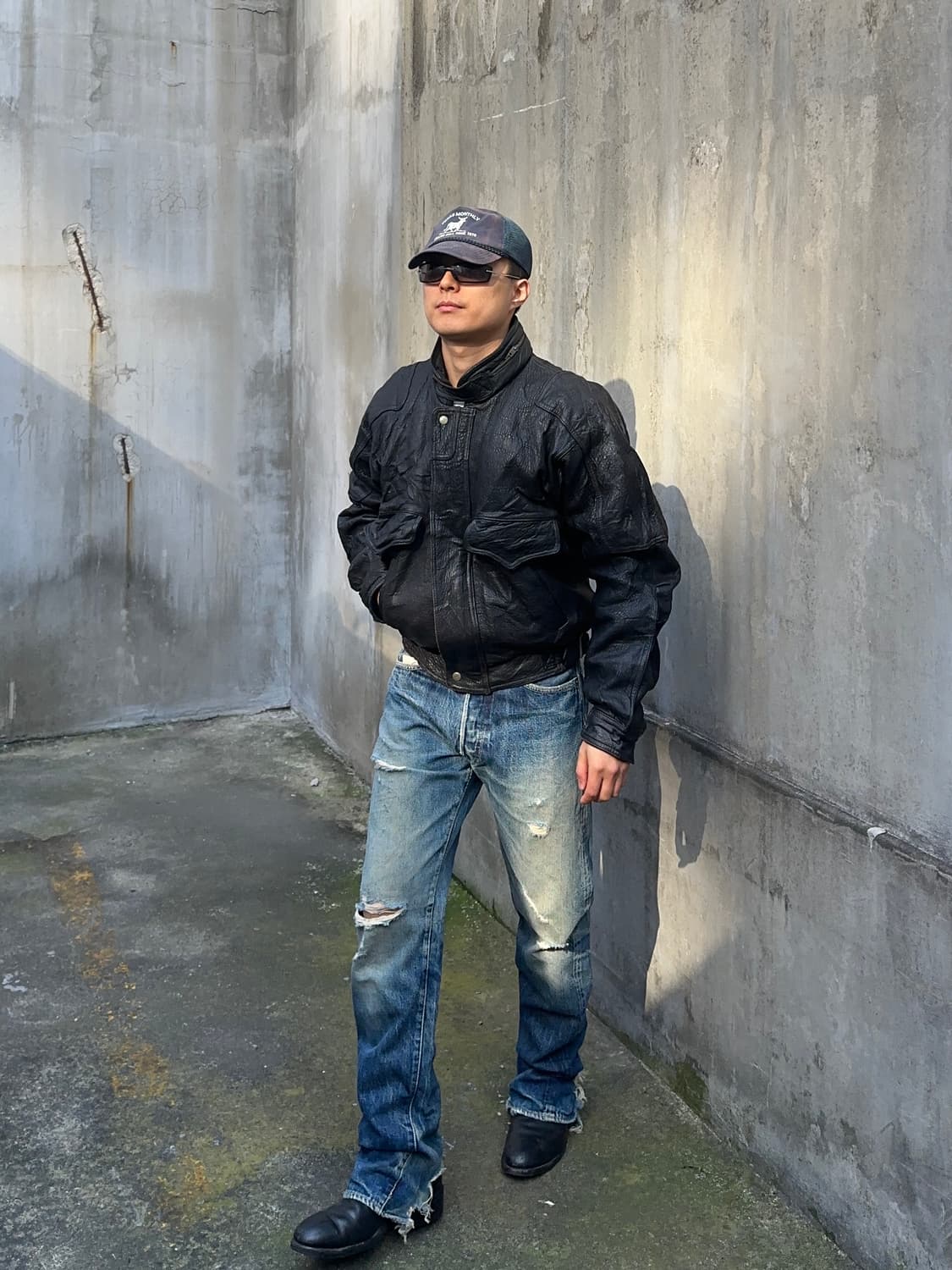 90’s Saddlery Shell-leather multi jacket 상품이미지1