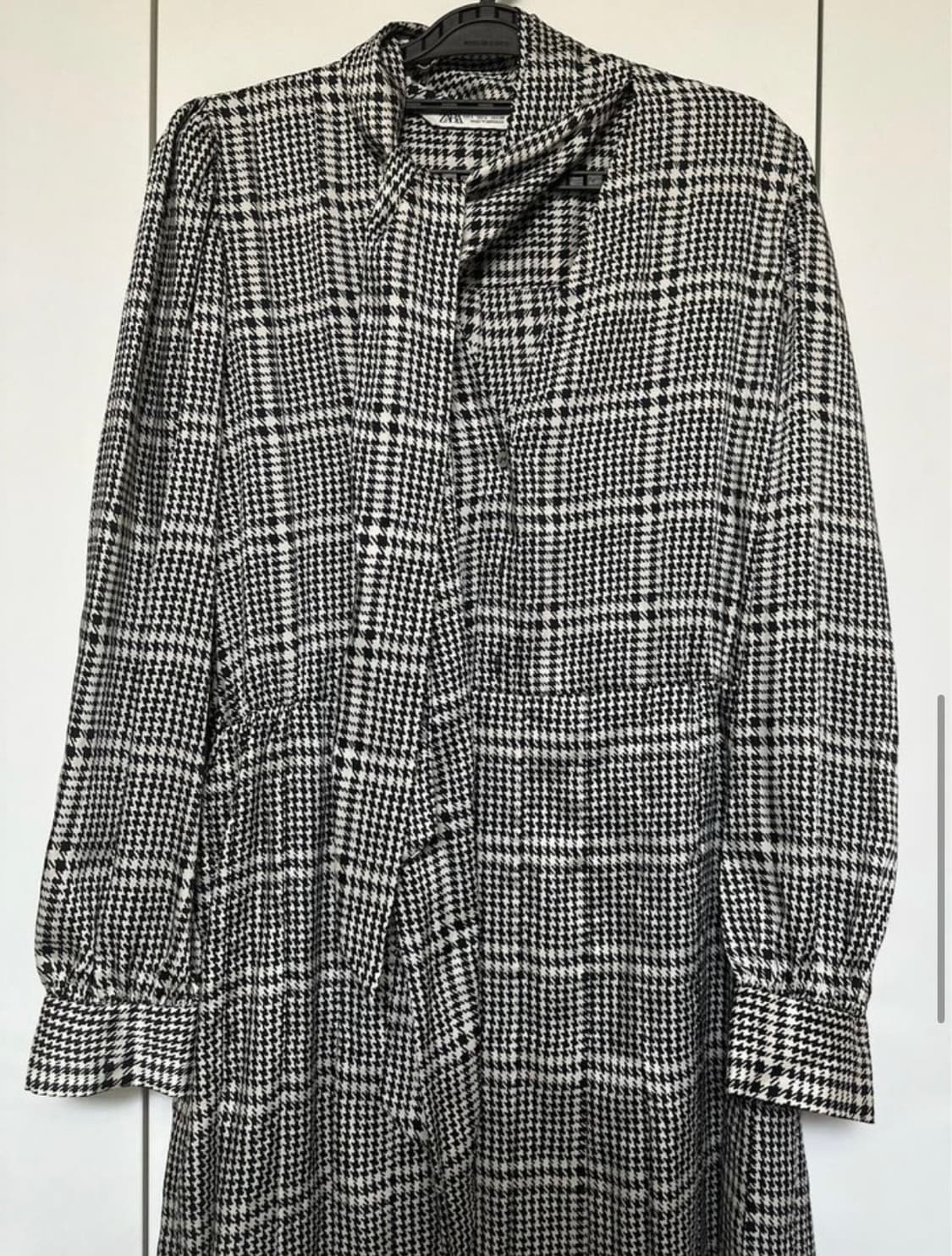 자라 ZARA 체크 리본 실크롱 원피스  상품이미지3