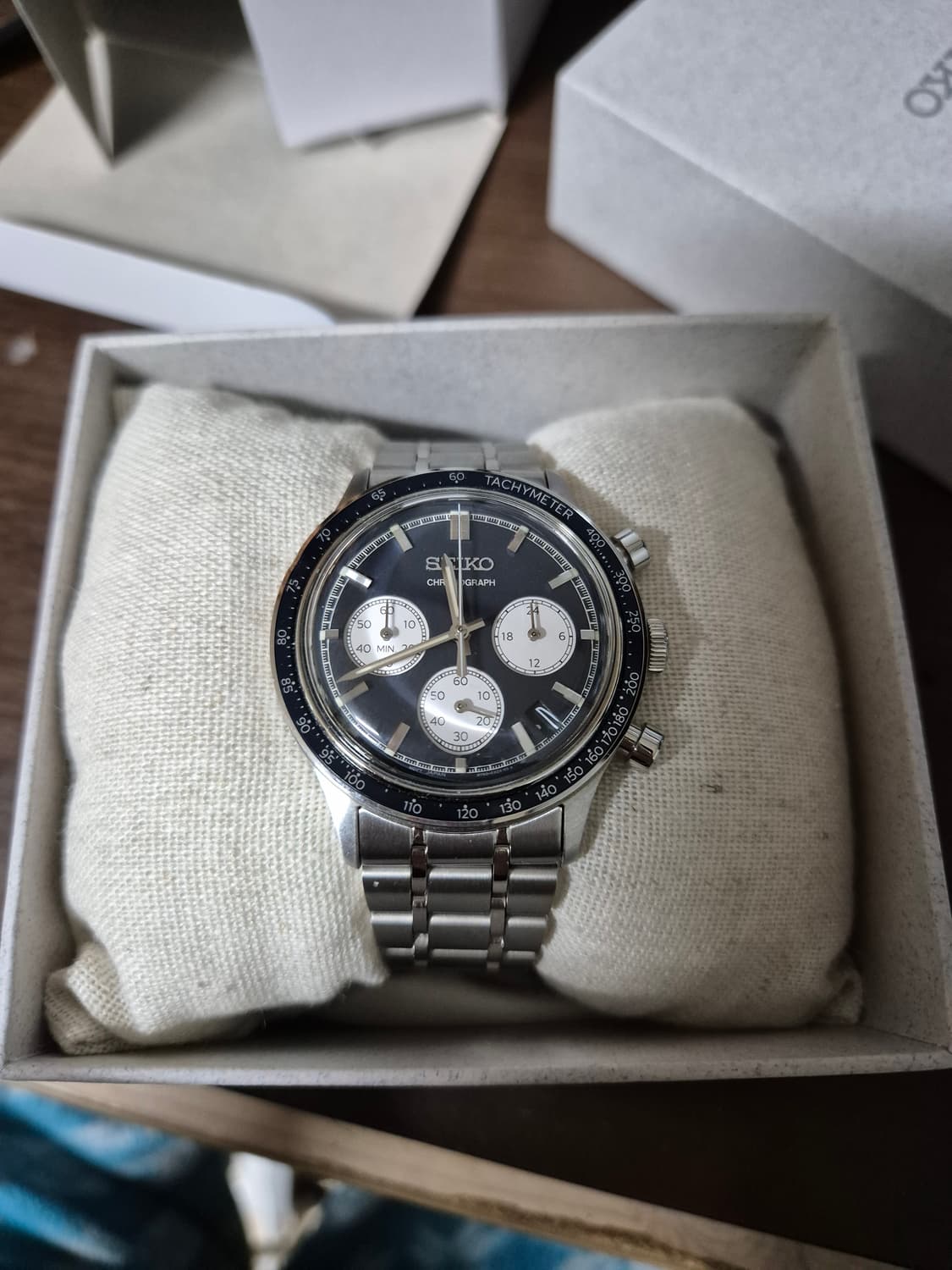 세이코 SSB477 청판 38mm 세이코 크로노크래프 빈티지느낌 검정 상품이미지1