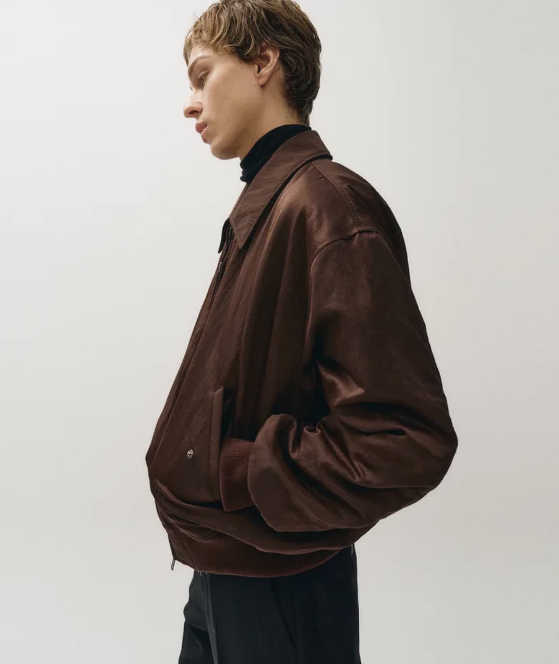 노이어 헤비 나일론 패디드 크롭 블루종 버건디 상품이미지1