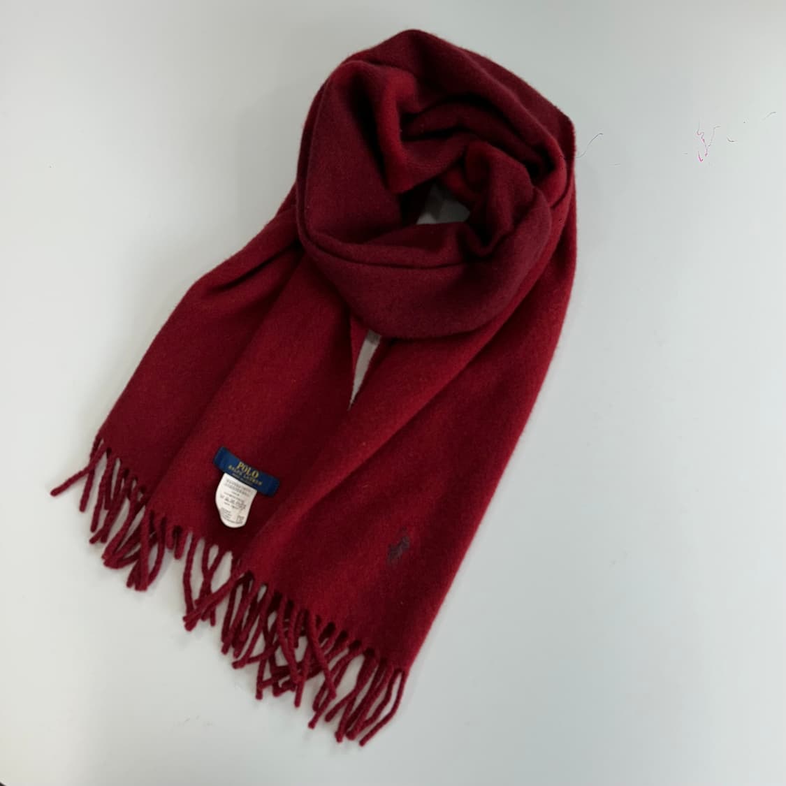 Polo 폴로 버건디포니 버건디레드 배색 목도리 상품이미지4